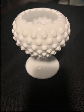 Vintage Fenton White Hobnail Pedestal Vase
